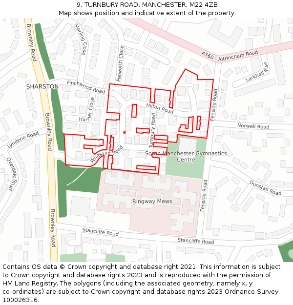 9, TURNBURY ROAD, MANCHESTER, M22 4ZB: Location map and indicative extent of plot