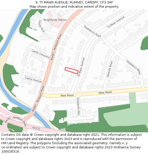 9, TY MAWR AVENUE, RUMNEY, CARDIFF, CF3 3AF: Location map and indicative extent of plot