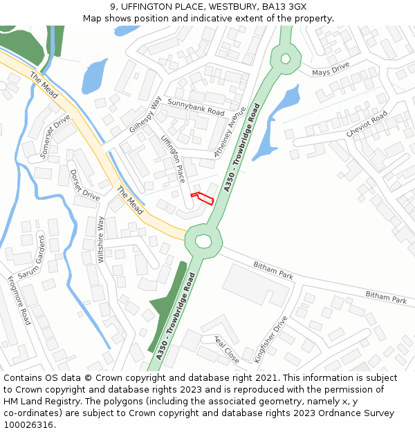 9, UFFINGTON PLACE, WESTBURY, BA13 3GX: Location map and indicative extent of plot