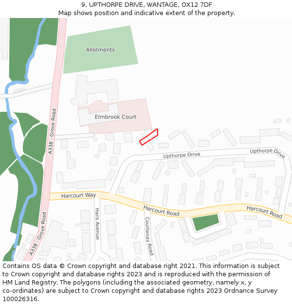 9, UPTHORPE DRIVE, WANTAGE, OX12 7DF: Location map and indicative extent of plot