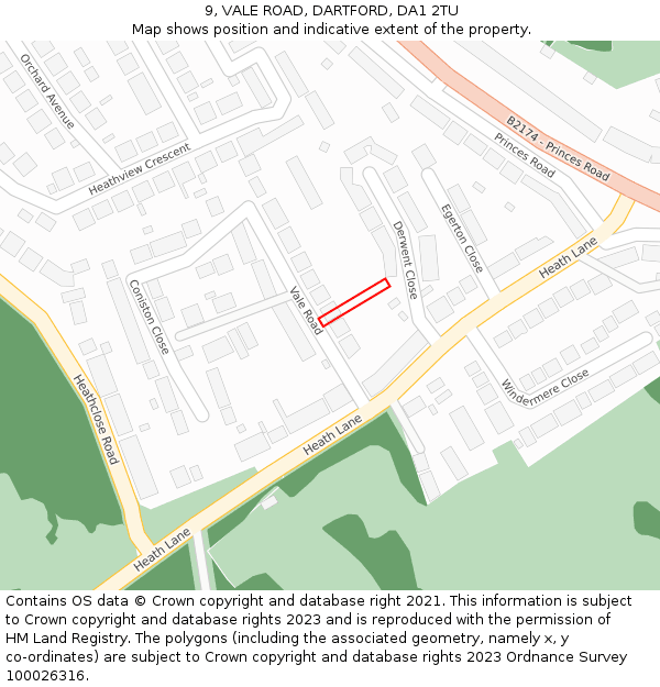9, VALE ROAD, DARTFORD, DA1 2TU: Location map and indicative extent of plot