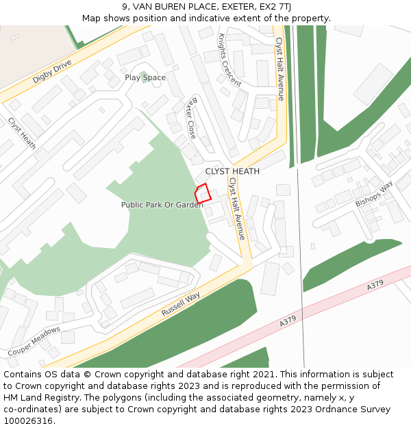 9, VAN BUREN PLACE, EXETER, EX2 7TJ: Location map and indicative extent of plot