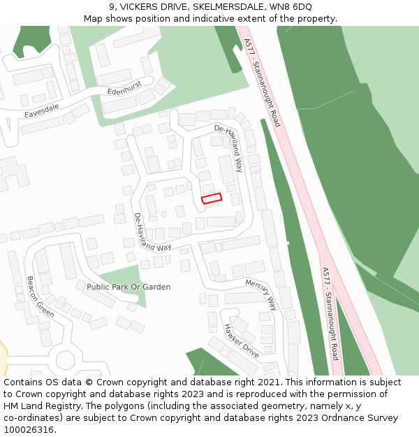 9, VICKERS DRIVE, SKELMERSDALE, WN8 6DQ: Location map and indicative extent of plot