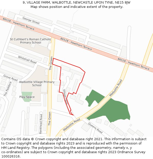 9, VILLAGE FARM, WALBOTTLE, NEWCASTLE UPON TYNE, NE15 8JW: Location map and indicative extent of plot