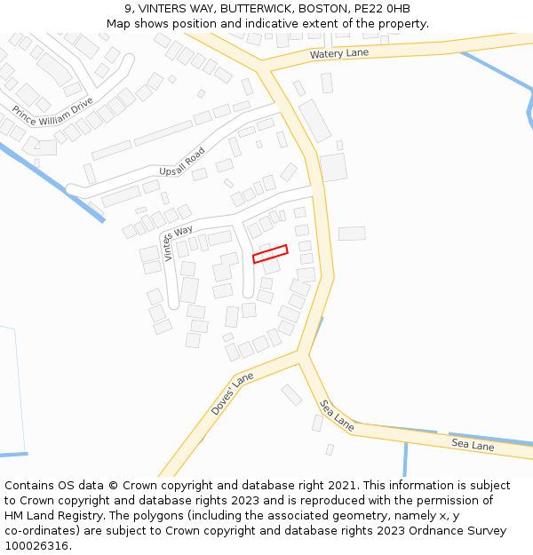 9, VINTERS WAY, BUTTERWICK, BOSTON, PE22 0HB: Location map and indicative extent of plot