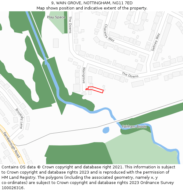 9, WAIN GROVE, NOTTINGHAM, NG11 7ED: Location map and indicative extent of plot