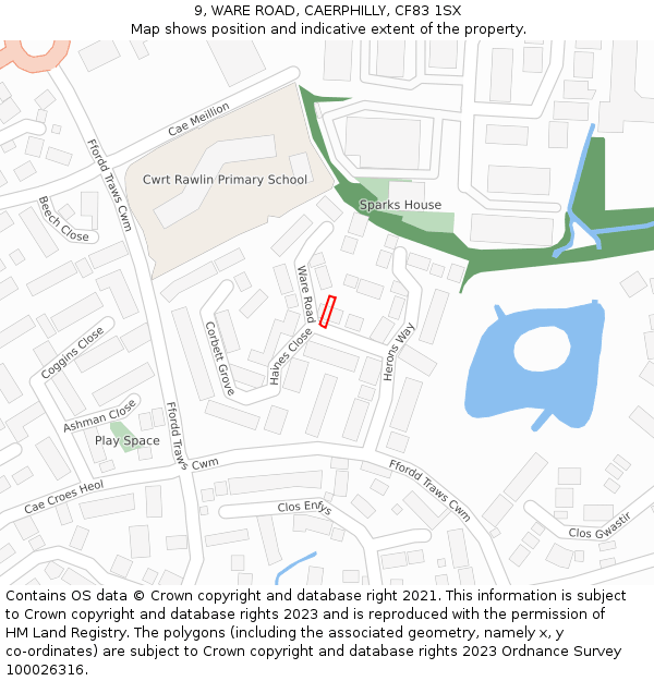 9, WARE ROAD, CAERPHILLY, CF83 1SX: Location map and indicative extent of plot