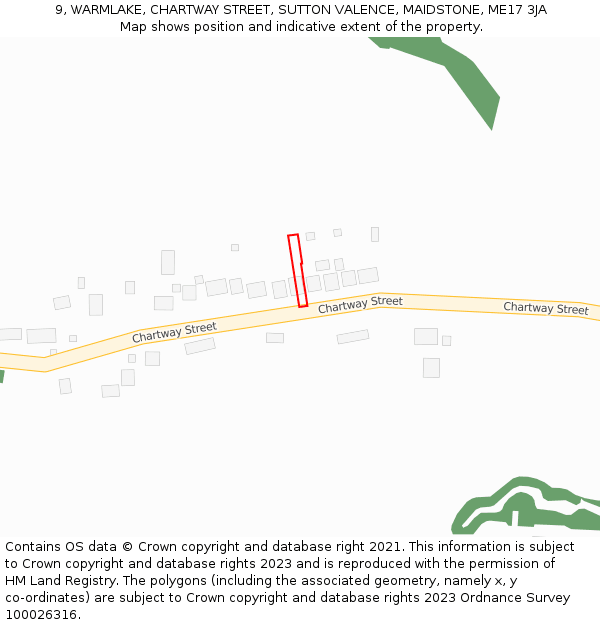 9, WARMLAKE, CHARTWAY STREET, SUTTON VALENCE, MAIDSTONE, ME17 3JA: Location map and indicative extent of plot