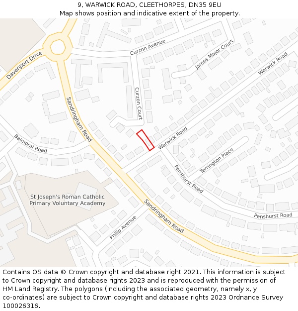 9, WARWICK ROAD, CLEETHORPES, DN35 9EU: Location map and indicative extent of plot