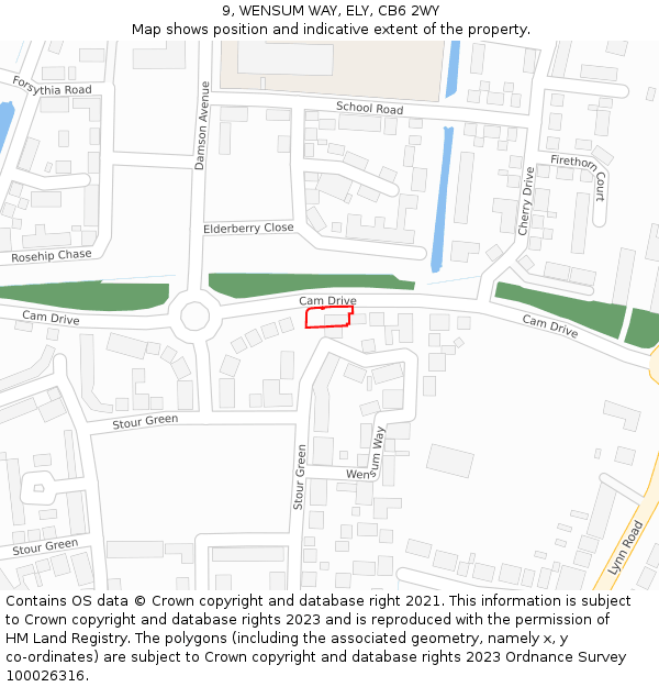 9, WENSUM WAY, ELY, CB6 2WY: Location map and indicative extent of plot