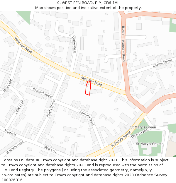 9, WEST FEN ROAD, ELY, CB6 1AL: Location map and indicative extent of plot