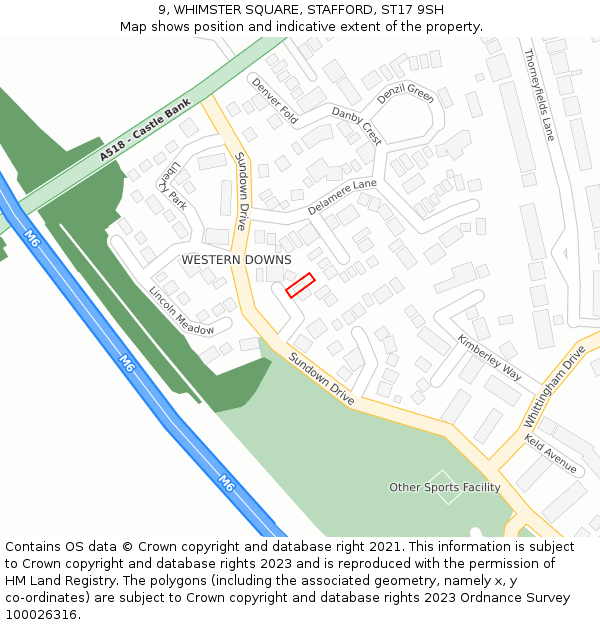 9, WHIMSTER SQUARE, STAFFORD, ST17 9SH: Location map and indicative extent of plot