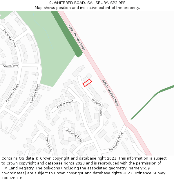 9, WHITBRED ROAD, SALISBURY, SP2 9PE: Location map and indicative extent of plot