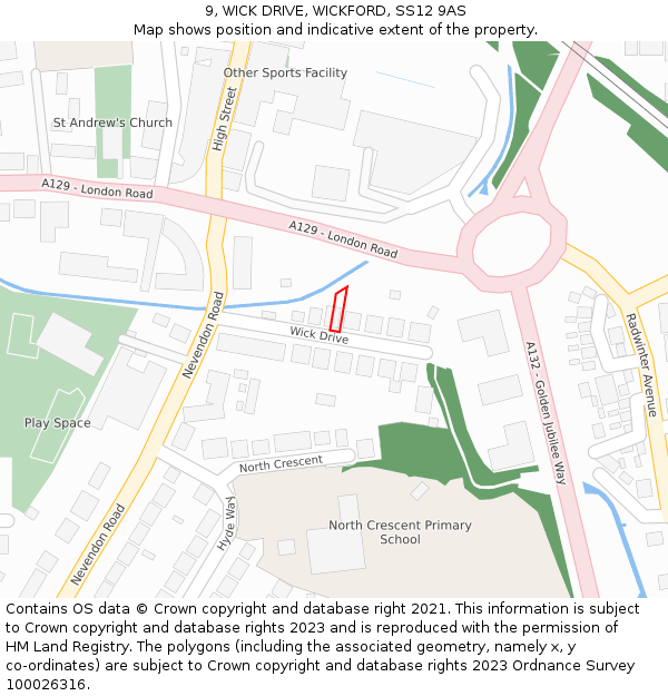 9, WICK DRIVE, WICKFORD, SS12 9AS: Location map and indicative extent of plot