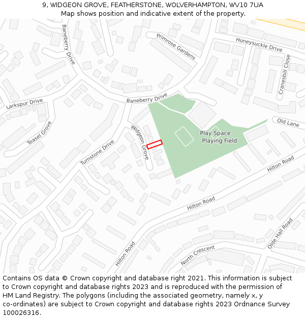 9, WIDGEON GROVE, FEATHERSTONE, WOLVERHAMPTON, WV10 7UA: Location map and indicative extent of plot