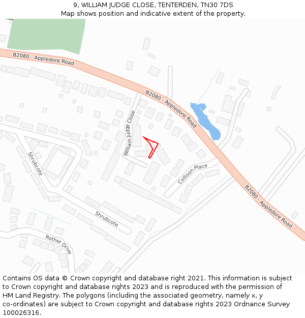 9, WILLIAM JUDGE CLOSE, TENTERDEN, TN30 7DS: Location map and indicative extent of plot