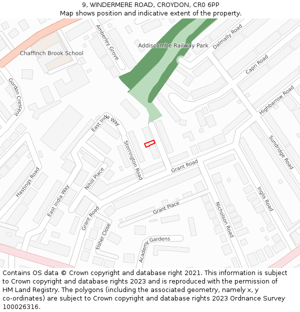 9, WINDERMERE ROAD, CROYDON, CR0 6PP: Location map and indicative extent of plot