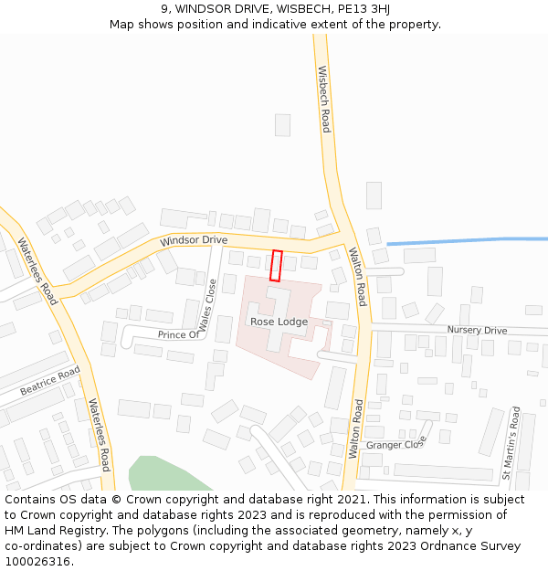 9, WINDSOR DRIVE, WISBECH, PE13 3HJ: Location map and indicative extent of plot