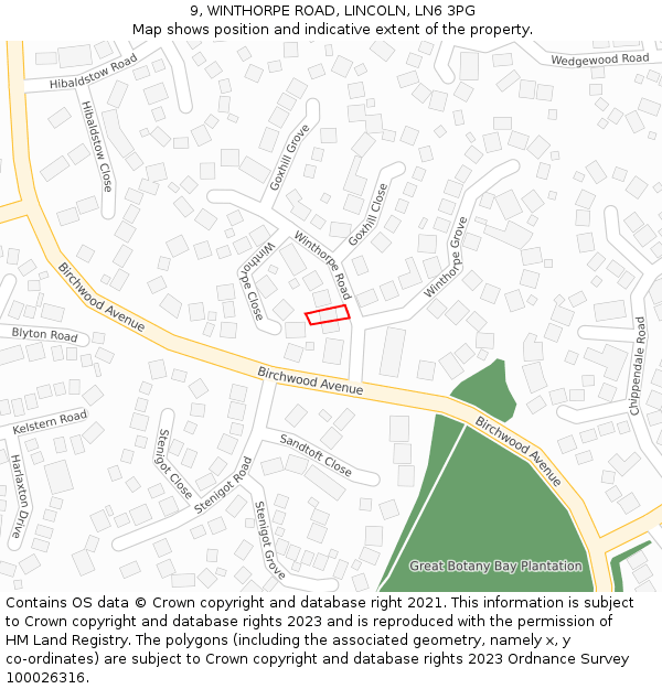 9, WINTHORPE ROAD, LINCOLN, LN6 3PG: Location map and indicative extent of plot