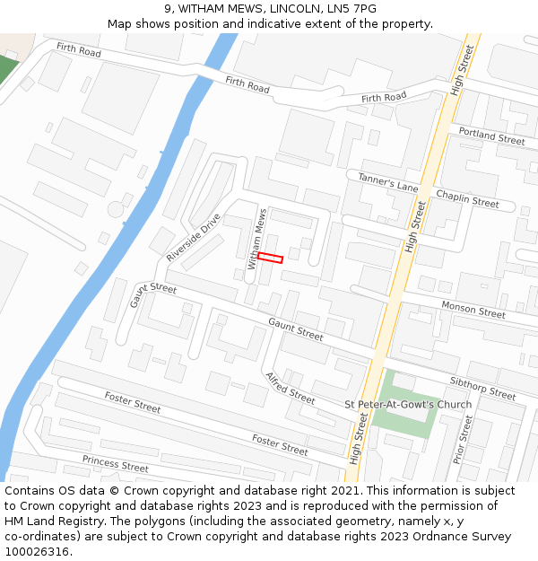 9, WITHAM MEWS, LINCOLN, LN5 7PG: Location map and indicative extent of plot