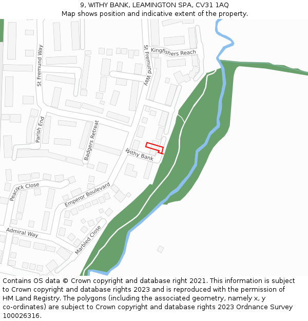 9, WITHY BANK, LEAMINGTON SPA, CV31 1AQ: Location map and indicative extent of plot