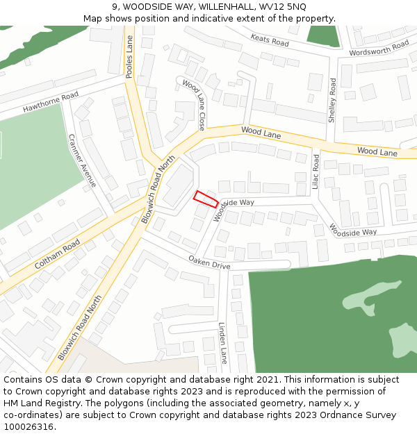 9, WOODSIDE WAY, WILLENHALL, WV12 5NQ: Location map and indicative extent of plot