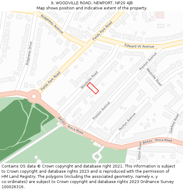 9, WOODVILLE ROAD, NEWPORT, NP20 4JB: Location map and indicative extent of plot