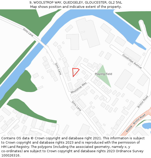 9, WOOLSTROP WAY, QUEDGELEY, GLOUCESTER, GL2 5NL: Location map and indicative extent of plot
