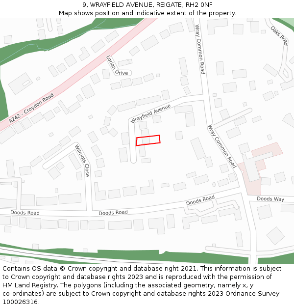 9, WRAYFIELD AVENUE, REIGATE, RH2 0NF: Location map and indicative extent of plot