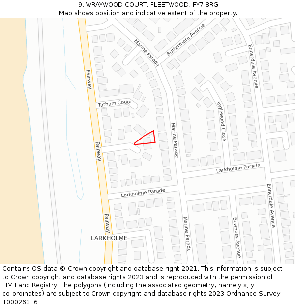 9, WRAYWOOD COURT, FLEETWOOD, FY7 8RG: Location map and indicative extent of plot