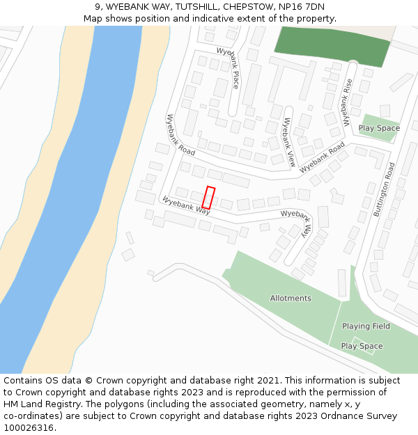 9, WYEBANK WAY, TUTSHILL, CHEPSTOW, NP16 7DN: Location map and indicative extent of plot