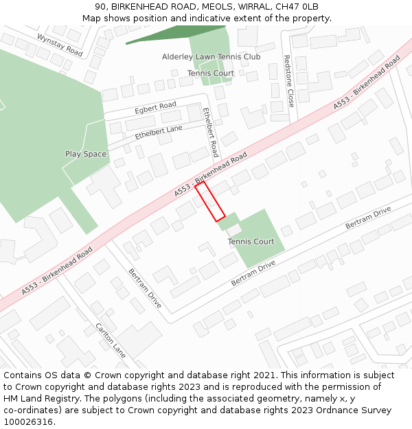 90, BIRKENHEAD ROAD, MEOLS, WIRRAL, CH47 0LB: Location map and indicative extent of plot