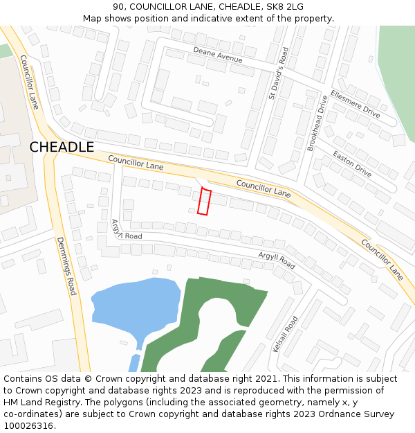 90, COUNCILLOR LANE, CHEADLE, SK8 2LG: Location map and indicative extent of plot
