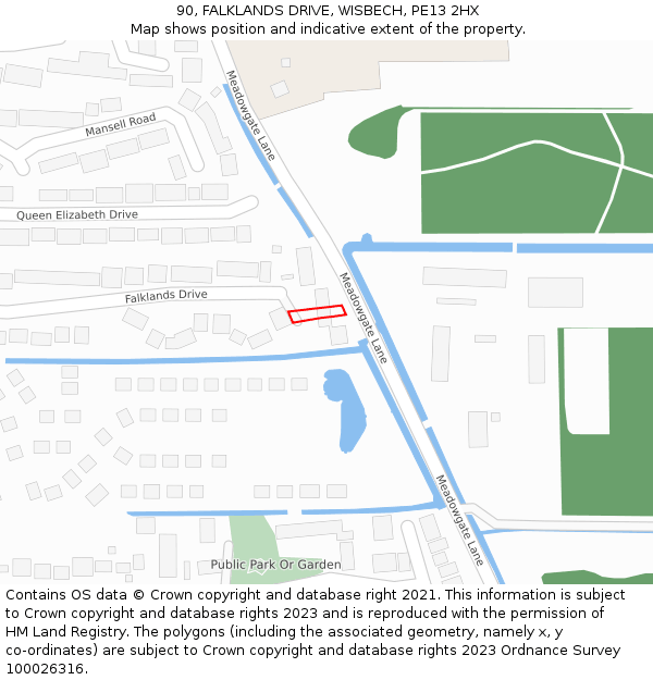 90, FALKLANDS DRIVE, WISBECH, PE13 2HX: Location map and indicative extent of plot