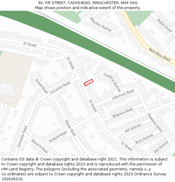 90, FIR STREET, CADISHEAD, MANCHESTER, M44 5AG: Location map and indicative extent of plot