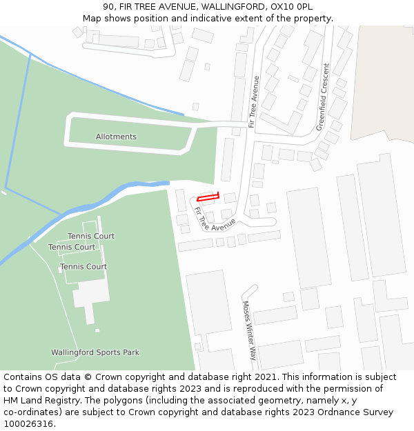 90, FIR TREE AVENUE, WALLINGFORD, OX10 0PL: Location map and indicative extent of plot