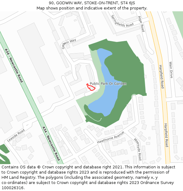 90, GODWIN WAY, STOKE-ON-TRENT, ST4 6JS: Location map and indicative extent of plot