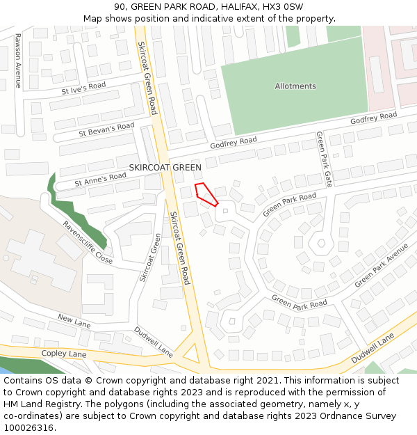 90, GREEN PARK ROAD, HALIFAX, HX3 0SW: Location map and indicative extent of plot