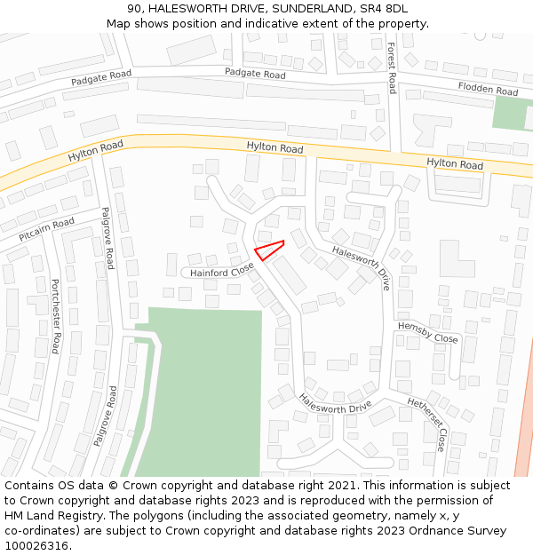 90, HALESWORTH DRIVE, SUNDERLAND, SR4 8DL: Location map and indicative extent of plot