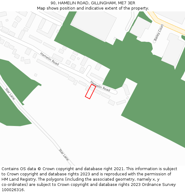 90, HAMELIN ROAD, GILLINGHAM, ME7 3ER: Location map and indicative extent of plot