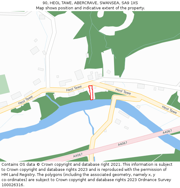 90, HEOL TAWE, ABERCRAVE, SWANSEA, SA9 1XS: Location map and indicative extent of plot