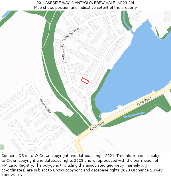 90, LAKESIDE WAY, NANTYGLO, EBBW VALE, NP23 4AL: Location map and indicative extent of plot