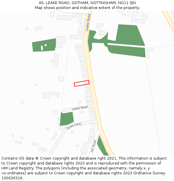 90, LEAKE ROAD, GOTHAM, NOTTINGHAM, NG11 0JN: Location map and indicative extent of plot