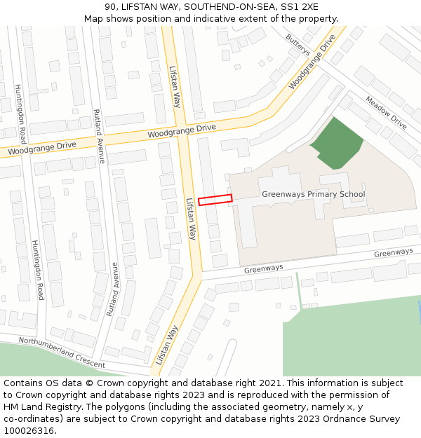 90, LIFSTAN WAY, SOUTHEND-ON-SEA, SS1 2XE: Location map and indicative extent of plot