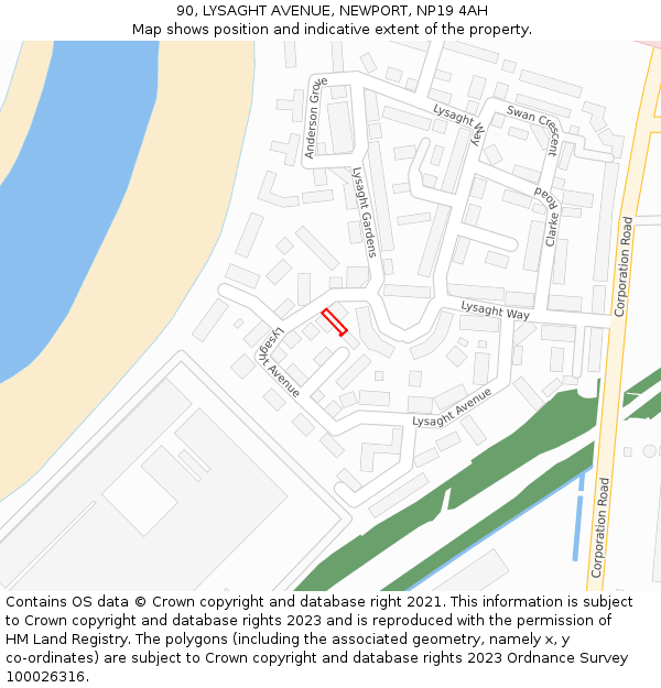 90, LYSAGHT AVENUE, NEWPORT, NP19 4AH: Location map and indicative extent of plot