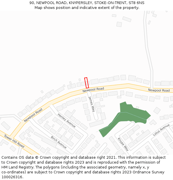 90, NEWPOOL ROAD, KNYPERSLEY, STOKE-ON-TRENT, ST8 6NS: Location map and indicative extent of plot