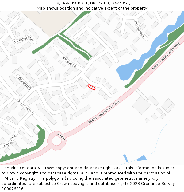 90, RAVENCROFT, BICESTER, OX26 6YQ: Location map and indicative extent of plot