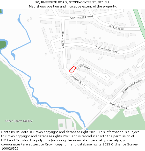 90, RIVERSIDE ROAD, STOKE-ON-TRENT, ST4 6LU: Location map and indicative extent of plot