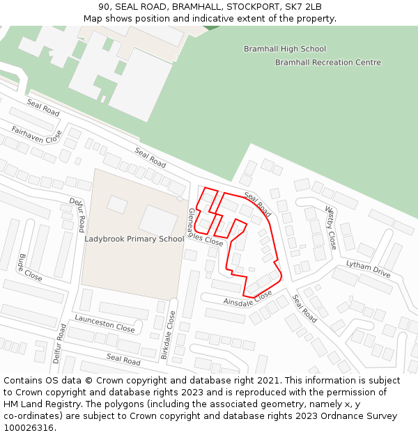 90, SEAL ROAD, BRAMHALL, STOCKPORT, SK7 2LB: Location map and indicative extent of plot