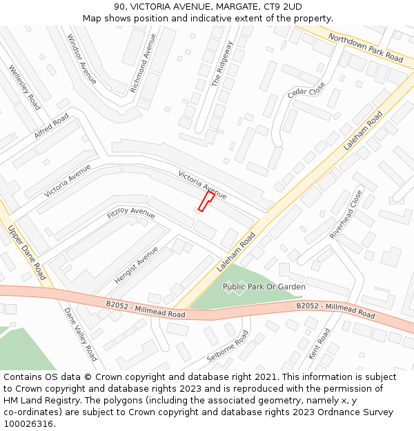 90, VICTORIA AVENUE, MARGATE, CT9 2UD: Location map and indicative extent of plot